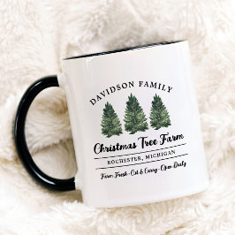 Lantlig familj julgransplantage monogram mugg