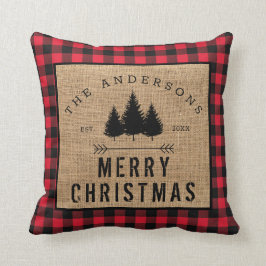 Lantlig familjenamn God Jul Rutig rutmönster Kudde