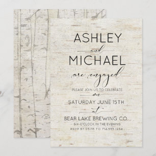 Lantlig förlovningsfest för björkskälltypografi inbjudningar