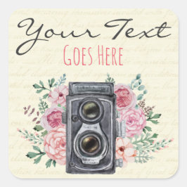Lantlig fotograf för vintagefotografikamera fyrkantigt klistermärke