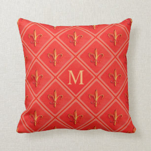 Lantlig fransk Land Fleur de Lis Monogram för Kudde