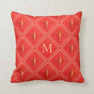 Lantlig fransk Land Fleur de Lis Monogram för Kudde