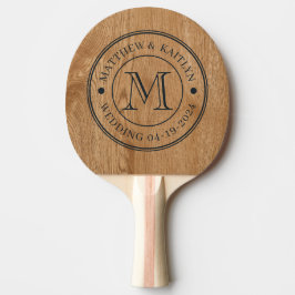 Lantlig furuträ furuboll bröllop monogram pingisracket