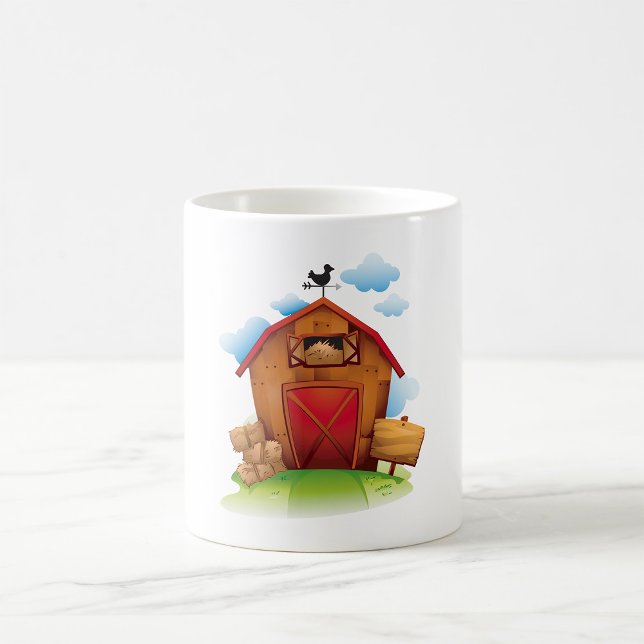 Lantlig gårdsbyggnad med väderflöjel kaffemugg (Skapare uppladdad)