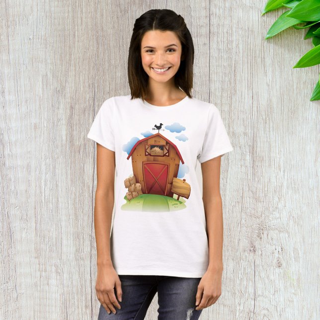 Lantlig gårdsbyggnad med väderflöjel t shirt (Skapare uppladdad)