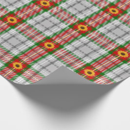 Lantlig gåva för plädsolrosvintage presentpapper