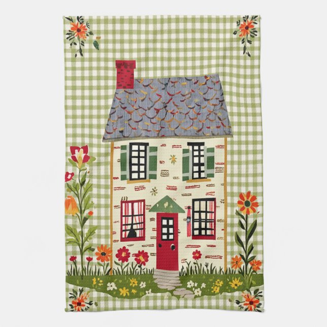 Lantlig Gingham Hus Kökshandduk (Vertikal)