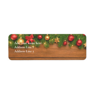 Lantlig God Jul-etikett – Anpassningsbar Returadress Etikett