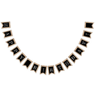 Lantlig grattis på födelsedagen för svart vimplar