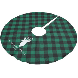 Lantlig grön Monogram för plädmönsterfamilj Julgransmatta Borstad Polyester