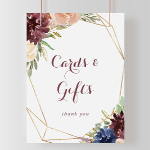 Lantlig Guldblad Blommor Kort och Presentkort skyl Poster