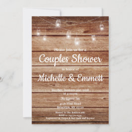 Lantlig hängande dusch för par för ljusland Wood Inbjudningar