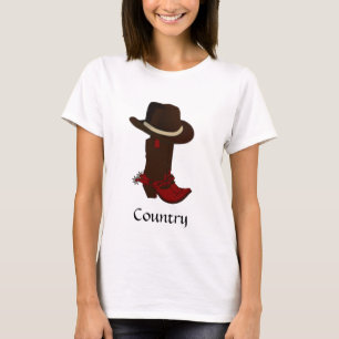 Lantlig hatt & bruna stövlar t shirt