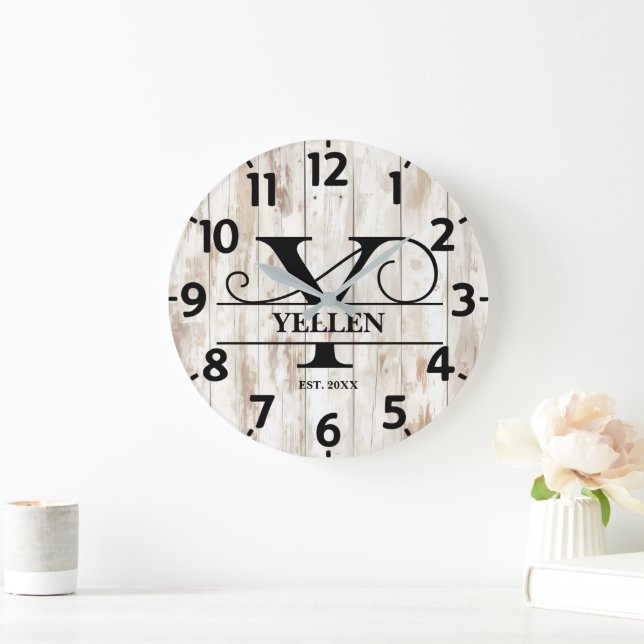 Lantlig herrgård Y-monogram Stor Klocka (Hem)
