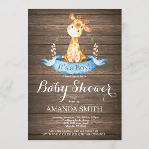 Lantlig inbjudan för pojkegiraffbaby shower