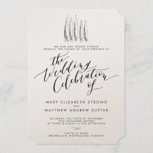 Lantlig inbjudan för Tuscany Calligraphybröllop