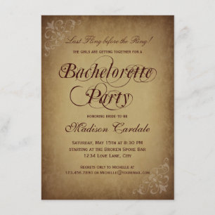 Lantlig inbjudan för vintagepappersBachelorette