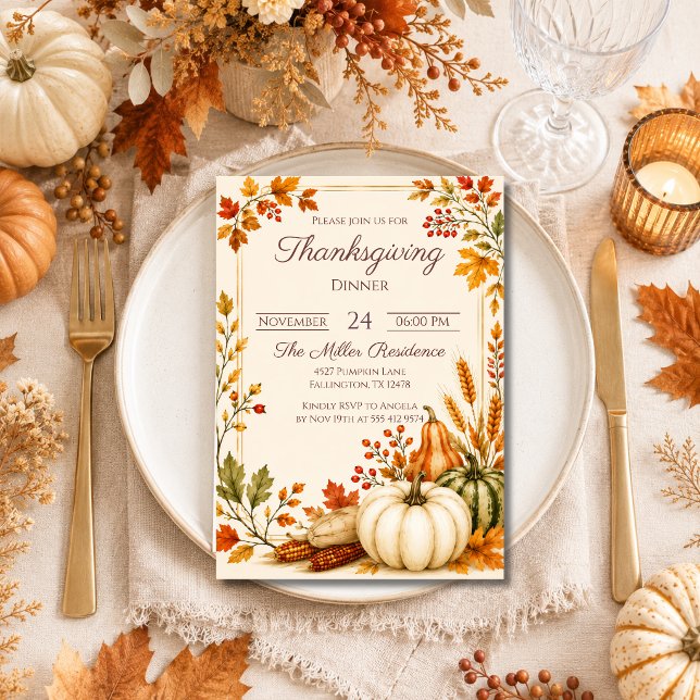 Lantlig inbjudan till Thanksgiving-middag (Skapare uppladdad)