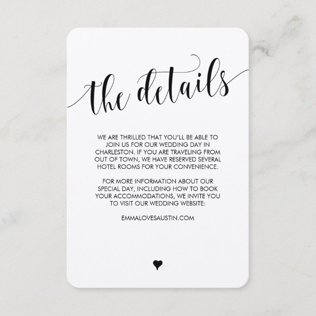 Lantlig information om bröllop specificerar kortet tilläggskort (Framsida)