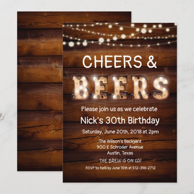 Lantlig jubel- och ölinbjudan inbjudningar (Fram/baksida)