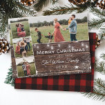 Lantlig jul för Collage för foto för landMasonburk Inbjudan Vykort<br><div class="desc">Fira jul med kort för denna lantliga fotocollage för ladugård 4. Hand märkte typografi och stränger ljus med masonen som burkar med det perfekt värme, och land vibe gör denna, Julhälsningar ett underbart primat för familj och vänner. Baken presenterar en röd buffelplädstruktur. Please ser att matcha produkter i vårt "lantligt...</div>
