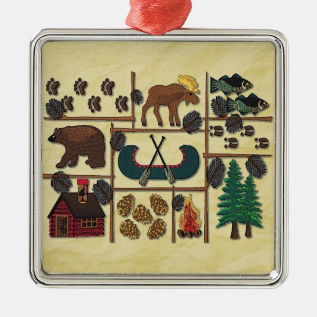 Lantlig jul för logelandkabin julgransprydnad metall (Framsidan)