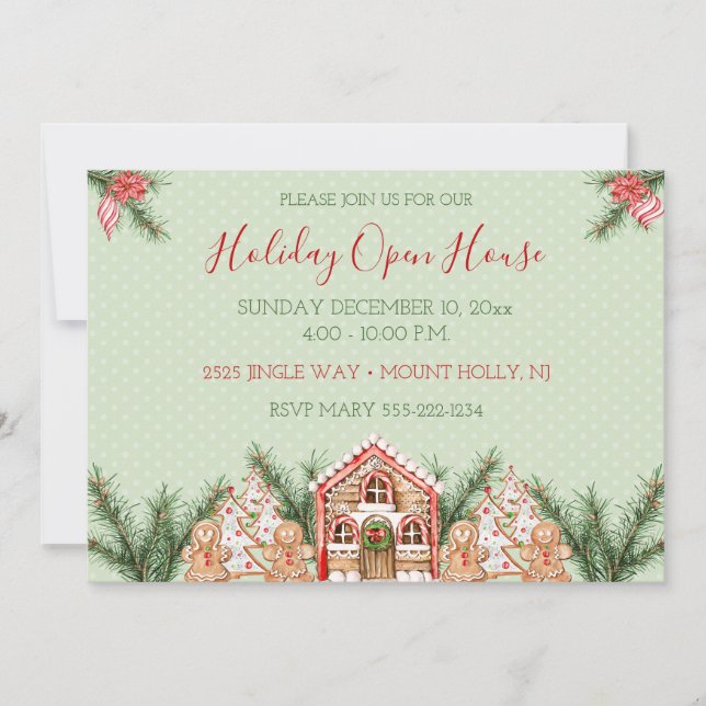 Lantlig jul gingerbread hus inbjudningar (Framsida)