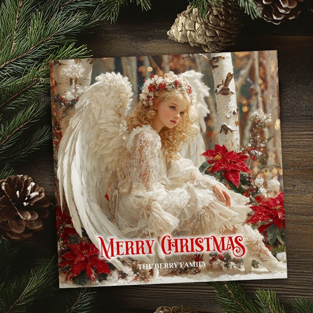 Lantlig julängel utskrivbar festlig hälsning  julkort (Rustic Christmas angel printable festive greeting card)
