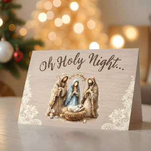 Lantlig julkrubba O heliga natt julkort Helgkort
