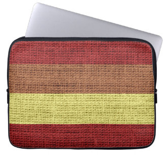 Lantlig Jute för röd & gul randBurlap Laptop Sleeve