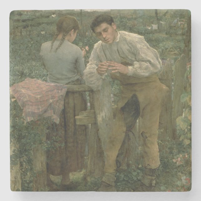 Lantlig kärlek, 1882 underlägg sten (Framsidan)