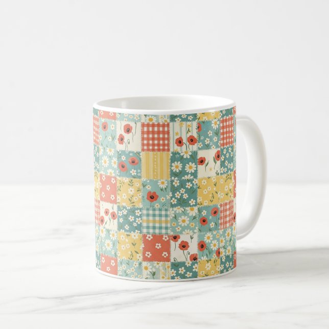 Lantlig köksblommig mönster kaffemugg (Framsida höger)