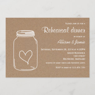 Lantlig Kraft papper Masonjar hjärtarepetition Inbjudningar