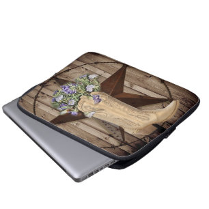 lantlig lada trä vildblomma västern country cowboy laptop fodral
