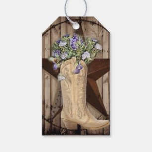 lantlig lada trä vildblomma västern country cowboy presentetikett