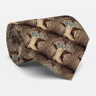 lantlig lada trä vildblomma västern country cowboy slips