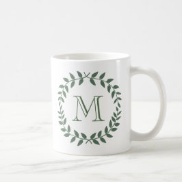 Lantlig landsbyggsbröllop för grönskakranMonogram Kaffemugg