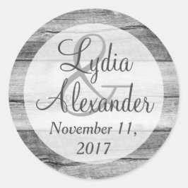 Lantlig lanthusbod bröllop brud och brudgum i trä runt klistermärke