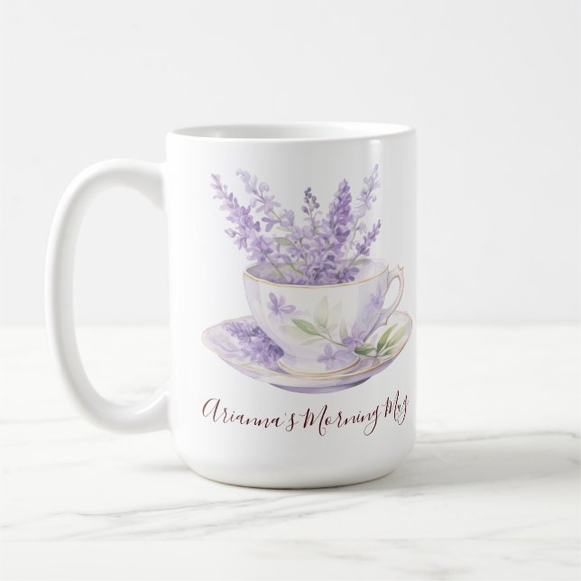 Lantlig Lavendel Blommig Landsbygdstekop Kaffemugg (Vänster)