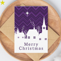 Lantlig lila chevronstickad julby jul