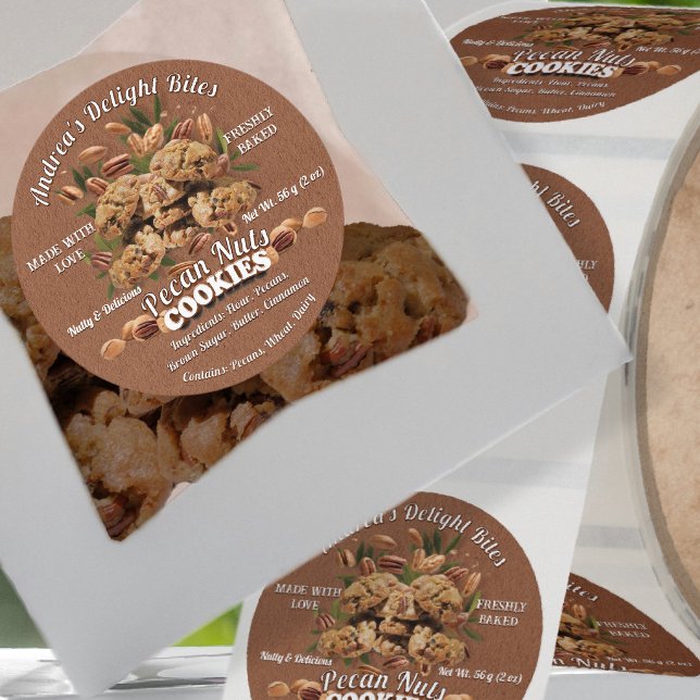Lantlig miljövänlig hemlagad Pecan-kakor Etikett (Skapare uppladdad)