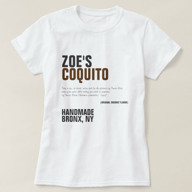 Lantlig modern advertizing för Coquito T Shirt (Design framsida)
