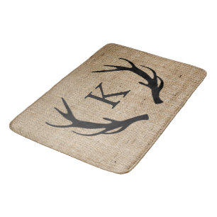 Lantlig Monogram för Burlap för hjorthorn på Badrumsmatta