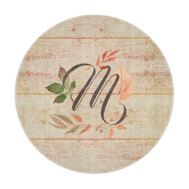 Lantlig monogram med höstlöv (Framsidan)
