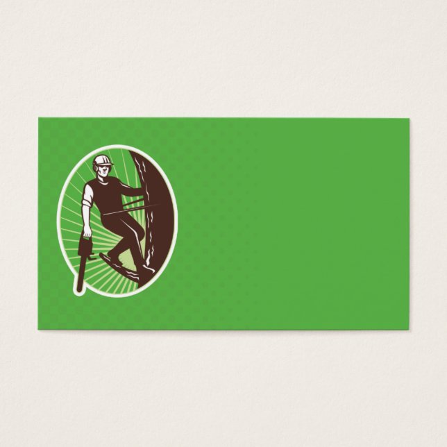 lantlig motorsås med arborist träd-kirurg visitkort (Framsidan)