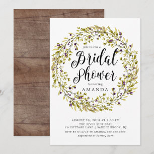 Lantlig olivgrön kraninbjudningskort för möhippan inbjudningar