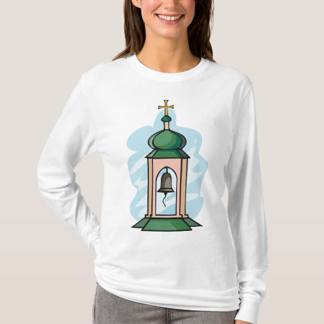 Lantlig ortodox kyrkklockstapel t shirt (Framsida)