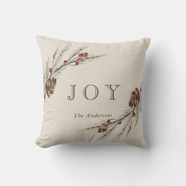 Lantlig Pinecone julhelgdag Kudde (Framsida)