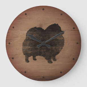 Lantlig Pomeranian Silhouette Stor Klocka