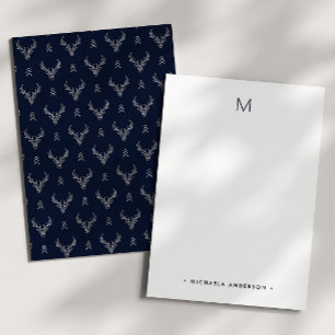Lantlig presentkortspapper med hjortmonogram och n anteckningskort